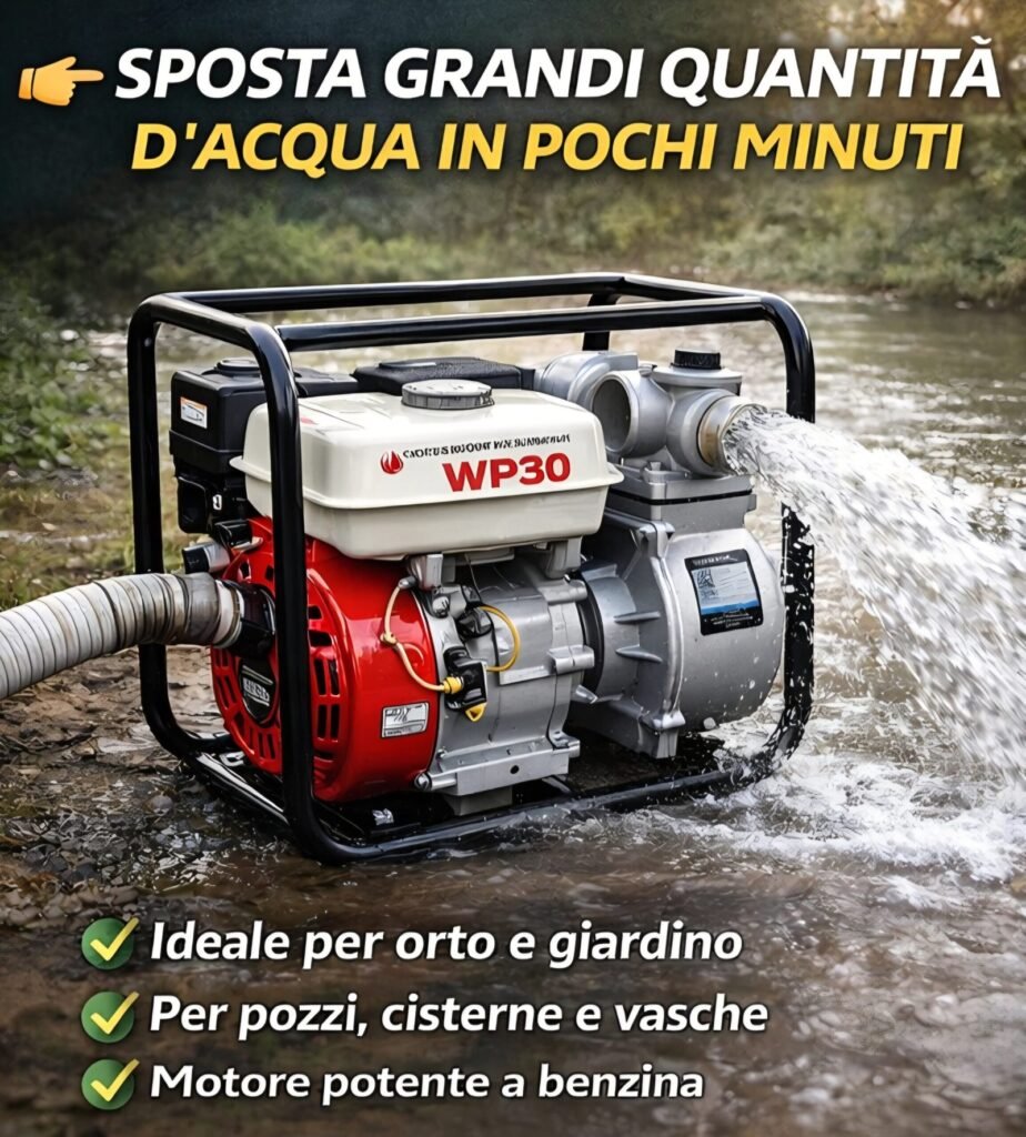 Motopompa 4 tempi in funzione