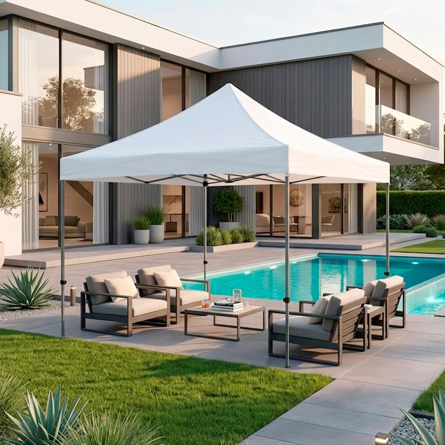 Area living con gazebo per cene e feste in famiglia