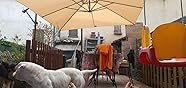 Ombrellone decentrato bianco