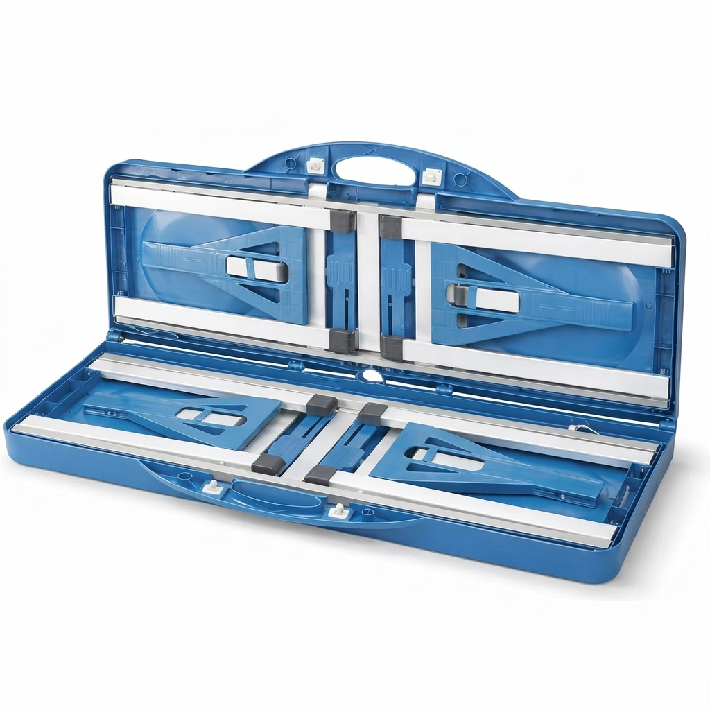 Tavolo e sedute ripiegati dentro la valigetta