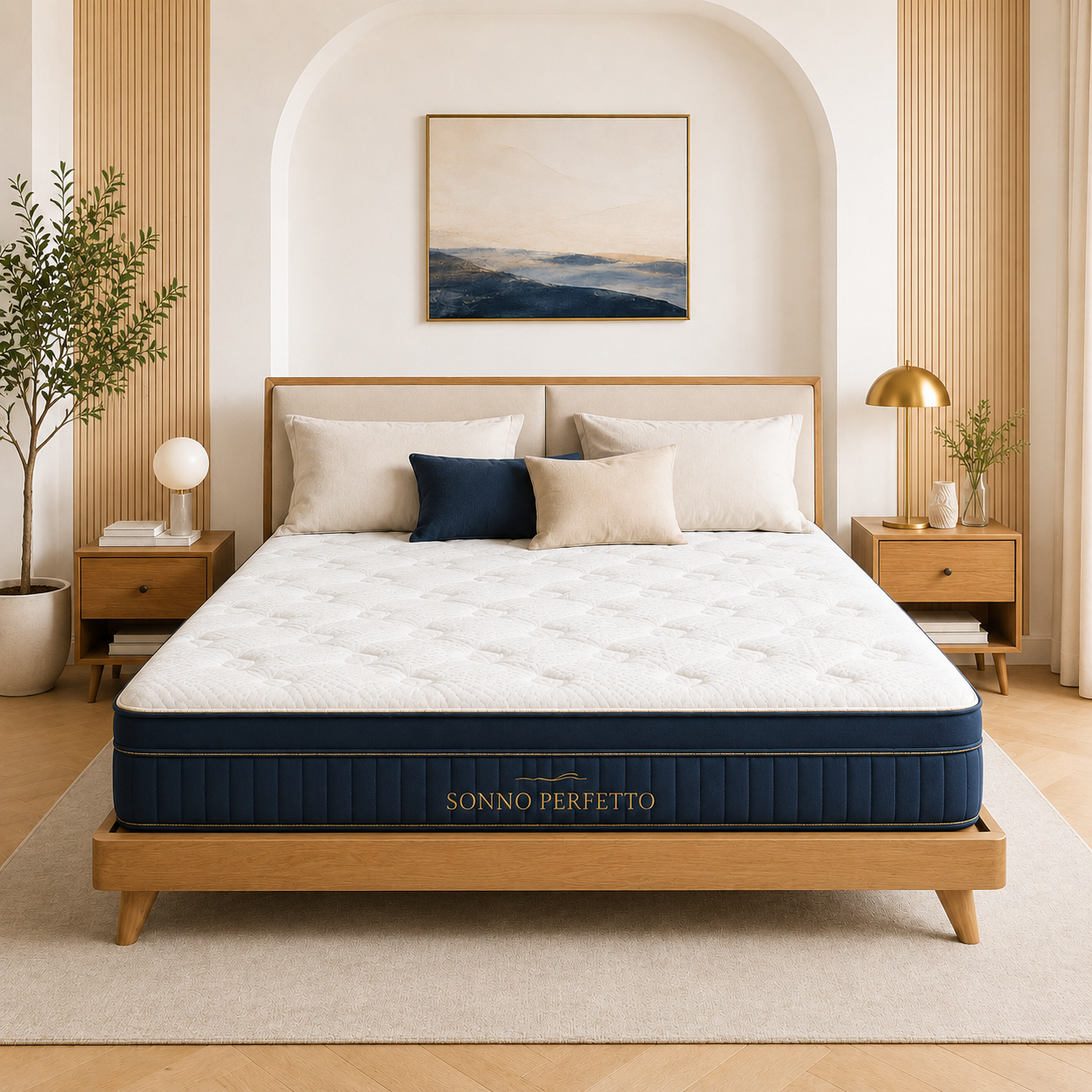 Materasso matrimoniale Memory Foam in ambiente notte