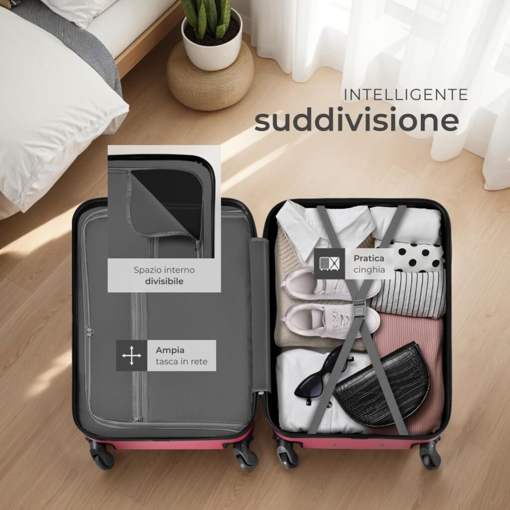 Interno organizzato della valigia rigida